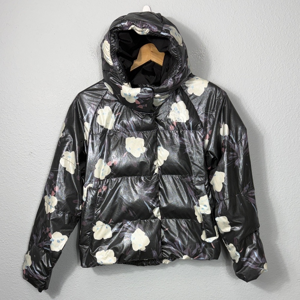 The North Face Girl Down Floral Puff Jacket with Hood